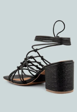 FONDA Croc Patterned Black Handcrafted Lace Up Sandal 10 FONDA Croc Patterned Black Handcrafted Lace Up Sandal -Rag & Co FONDACrocPatternedBlackHandcraftedLaceUpSandal RCSH2391 Black 4