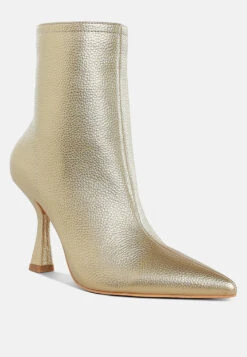 Farnak Metallic Pointed Toe Ankle Boots -Rag & Co Farnak Metallic Pointed Toe Ankle Boots RCSH5023 GOLD 2