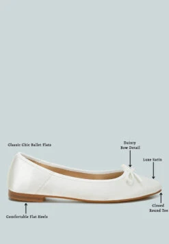 Fearless Satin Bow Embellished Ballerinas -Rag & Co FearlessSatinBowEmbellishedBallerinas RCSH4922 white 10