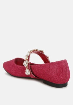 Flavia Diamante Brooch Glitter Ballerinas 34 Flavia Diamante Brooch Glitter Ballerinas -Rag & Co Flavia Diamante Brooch Glitter Ballerinas RCSH5302 FUCHSIA 1