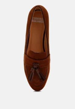Folklore Micro Suede Tassel Loafers -Rag & Co Folklore Micro Suede Tassel Loafers RCSH4940 brown 1