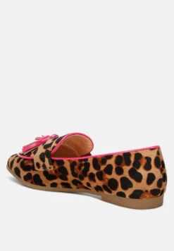 Folklore Micro Suede Tassel Loafers -Rag & Co Folklore Micro Suede Tassel Loafers RCSH4940 leopard 6