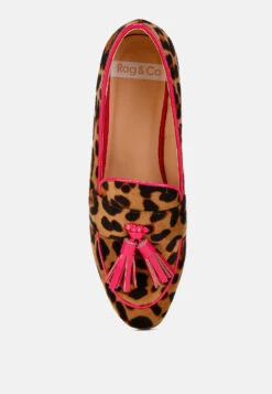 Folklore Micro Suede Tassel Loafers -Rag & Co Folklore Micro Suede Tassel Loafers RCSH4940 leopard 8