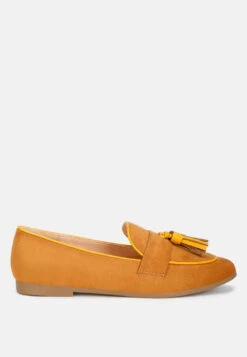 Folklore Micro Suede Tassel Loafers -Rag & Co Folklore Micro Suede Tassel Loafers RCSH4940 tan 1