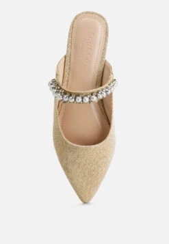 GEODE Pearl Embellished Slip On Mules In Beige -Rag & Co GEODEPearlEmbellishedSlipOnMules RCSH3111 beige 5