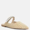 GEODE Pearl Embellished Slip On Mules In Beige -Rag & Co GEODEPearlEmbellishedSlipOnMules RCSH3111 beige 9