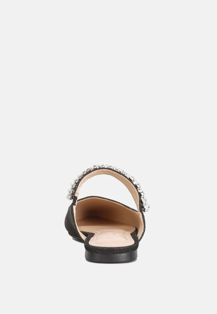 GEODE Pearl Embellished Slip On Mules In Black 7 GEODE Pearl Embellished Slip On Mules In Black - Image 5