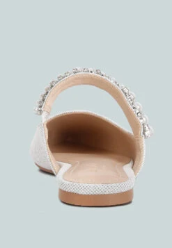 GEODE Pearl Embellished Slip On Mules In Silver -Rag & Co GEODEPearlEmbellishedSlipOnMulesInSilver RCSH3111 silver 6