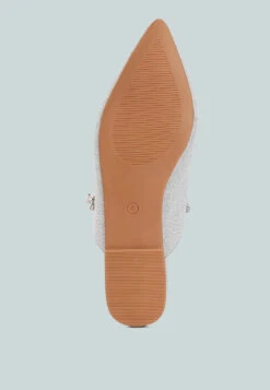 GEODE Pearl Embellished Slip On Mules In Silver -Rag & Co GEODEPearlEmbellishedSlipOnMulesInSilver RCSH3111 silver 8