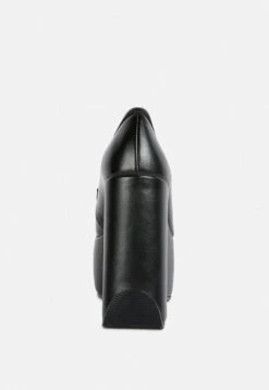 GILLIAM Black High Platform Wedge Loafers 12 GILLIAM Black High Platform Wedge Loafers -Rag & Co GILLIAMBlackHighPlatformWedgeLoafers RCSH3933BLACK 1 1