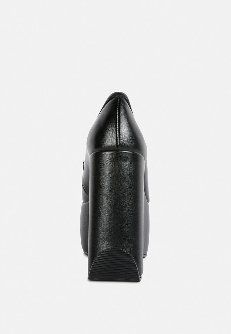 GILLIAM Black High Platform Wedge Loafers 7 GILLIAM Black High Platform Wedge Loafers - Image 5