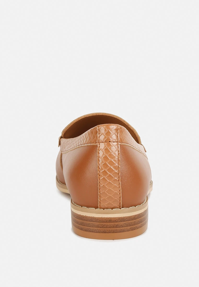 HOLDA Horsebit Embellished Loafers With Stitch Detail In Tan 7 HOLDA Horsebit Embellished Loafers With Stitch Detail In Tan - Image 5