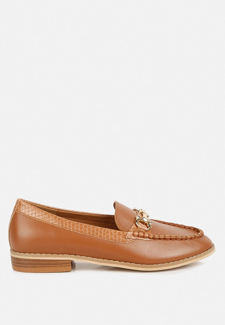 HOLDA Horsebit Embellished Loafers With Stitch Detail In Tan 4 HOLDA Horsebit Embellished Loafers With Stitch Detail In Tan - Image 2