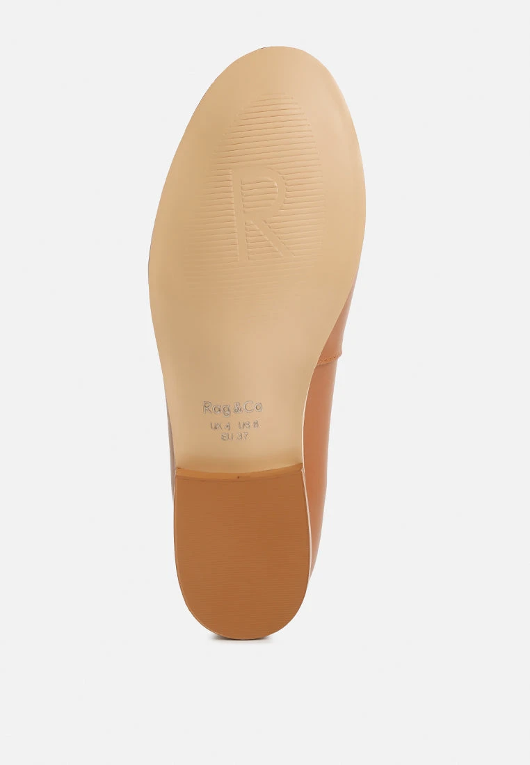 HOLDA Horsebit Embellished Loafers With Stitch Detail In Tan 9 HOLDA Horsebit Embellished Loafers With Stitch Detail In Tan - Image 7