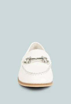 HOLDA Horsebit Embellished Loafers With Stitch Detail In Off White -Rag & Co HOLDAHorsebitEmbellishedLoaferswithStitchDetailinOffWhiteRCSH4129OFFWhite 7