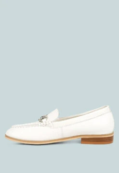 HOLDA Horsebit Embellished Loafers With Stitch Detail In Off White -Rag & Co HOLDAHorsebitEmbellishedLoaferswithStitchDetailinOffWhiteRCSH4129OFFWhite 8