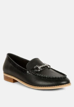 HOLDA Horsebit Embellished Loafers With Stitch Detail In Black
