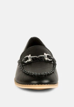 HOLDA Horsebit Embellished Loafers With Stitch Detail In Black 12 HOLDA Horsebit Embellished Loafers With Stitch Detail In Black -Rag & Co HOLDAHorsebitEmbellishedLoaferswithStitchdetailinBlackRCSH4129 BLACK 4