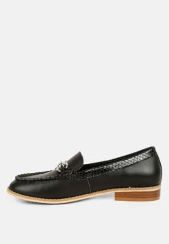 HOLDA Horsebit Embellished Loafers With Stitch Detail In Black 13 HOLDA Horsebit Embellished Loafers With Stitch Detail In Black -Rag & Co HOLDAHorsebitEmbellishedLoaferswithStitchdetailinBlackRCSH4129 BLACK 5