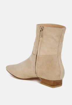Hakra Flared Heel Suede Boots -Rag & Co Hakra Flared Heel Suede Boots RCSH5154 BEIGE 3