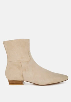 Hakra Flared Heel Suede Boots -Rag & Co Hakra Flared Heel Suede Boots RCSH5154 BEIGE 8