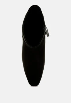 Hakra Flared Heel Suede Boots -Rag & Co Hakra Flared Heel Suede Boots RCSH5154 BLACK 2