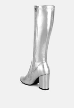 Halara Metallic Pleather Long Boots -Rag & Co HalaraMetallicPleatherLongBootsRCSH5209SILVER 2
