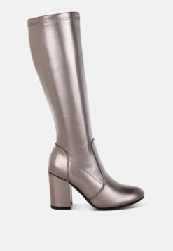 Halara Metallic Pleather Long Boots -Rag & Co Halara Metallic Pleather Long Boots RCSH5209 PEWTER 8