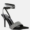 ZURIN Black Diamante Embellished Stiletto Sandals -Rag & Co HighHeeledDiamanteSandals RCSH3905 Black 2