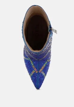 High Roller Rhinestones Embellished Stiletto Boots 20 High Roller Rhinestones Embellished Stiletto Boots -Rag & Co High Roller Rhinestones Embellished Stiletto Boots RCSH5215 BLUE 2