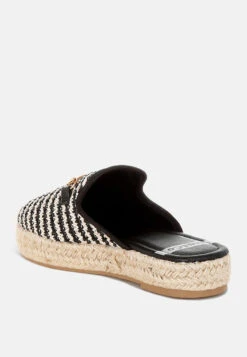 Himari Raffia Slip-On Mules -Rag & Co Himari Raffia Slip On Mules RCSH5531 BLACK 2