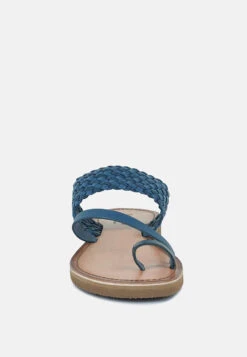 ISIDORA Blue Braided Leather Flat Sandal -Rag & Co ISIDORABraidedLeatherFlatSandal RCSH2040 blue 10