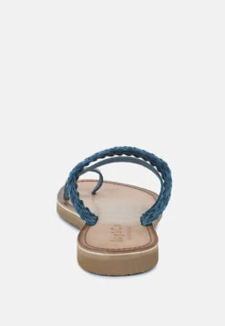 ISIDORA Blue Braided Leather Flat Sandal -Rag & Co ISIDORABraidedLeatherFlatSandal RCSH2040 blue 5