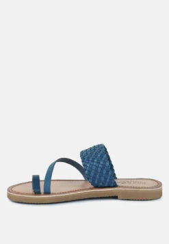 ISIDORA Blue Braided Leather Flat Sandal -Rag & Co ISIDORABraidedLeatherFlatSandal RCSH2040 blue 7