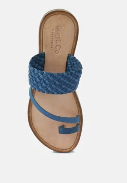 ISIDORA Blue Braided Leather Flat Sandal -Rag & Co ISIDORABraidedLeatherFlatSandal RCSH2040 blue 8