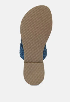 ISIDORA Blue Braided Leather Flat Sandal -Rag & Co ISIDORABraidedLeatherFlatSandal RCSH2040 blue 9