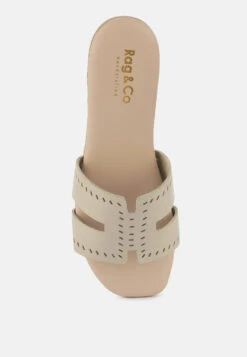 IVANKA Beige Cut Out Slip On Sandals 14 IVANKA Beige Cut Out Slip On Sandals -Rag & Co IVANKABeigeCutOutSlipOnSandals RCSH4083 BEIGE 7
