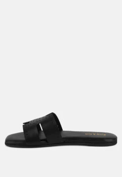 IVANKA Black Cut Out Slip On Sandals -Rag & Co IVANKABlackCutOutSlipOnSandals RCSH4083 BLACK 2