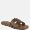 IVANKA Tan Cut Out Slip On Sandals -Rag & Co IVANKATanCutOutSlipOnSandals RCSH4083 TAN 1
