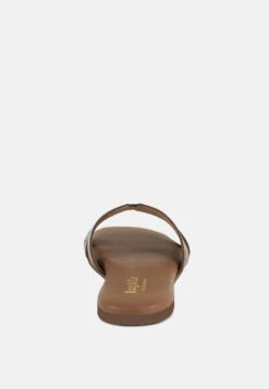 IVANKA Tan Cut Out Slip On Sandals -Rag & Co IVANKATanCutOutSlipOnSandals RCSH4083 TAN 3