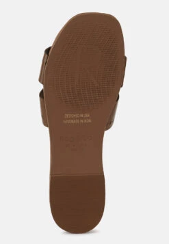 IVANKA Tan Cut Out Slip On Sandals -Rag & Co IVANKATanCutOutSlipOnSandals RCSH4083 TAN 8