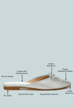 Jaylor Party Bow Slip-On Mules 20 Jaylor Party Bow Slip-On Mules -Rag & Co JaylorPartyBowSlip OnMules RCSH4917 silver 1