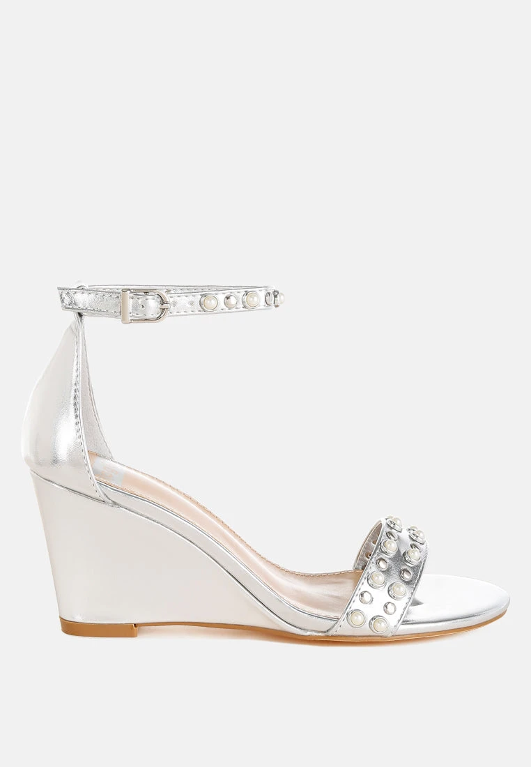 Jumera Metallic Pearl Embellished Wedges 3 Jumera Metallic Pearl Embellished Wedges