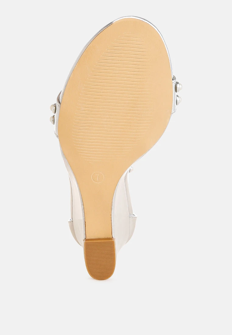 Jumera Metallic Pearl Embellished Wedges 8 Jumera Metallic Pearl Embellished Wedges - Image 6