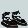 KENDALL Strings Platform Leather Sandal In Black -Rag & Co KENDALLStringsPlatformLeatherSandalinBlack RCSH2377 Black 1