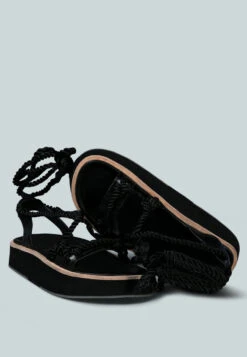 KENDALL Strings Platform Leather Sandal In Black -Rag & Co KENDALLStringsPlatformLeatherSandalinBlack RCSH2377 Black 3