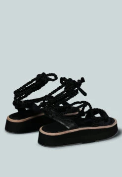 KENDALL Strings Platform Leather Sandal In Black -Rag & Co KENDALLStringsPlatformLeatherSandalinBlack RCSH2377 Black 5