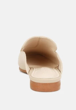 KRISTY Horsebit Embellished Mules In Beige -Rag & Co KRISTYHorsebitEmbellishedMulesinBeigeRCSH4077Beige 6