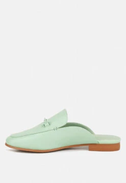 KRISTY Horsebit Embellished Mules In Mint Green -Rag & Co KRISTYHorsebitEmbellishedMulesinMintGreenRCSH4077MintGreen 4