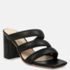 KYWE Black Textured Heel Chunky Strap Sandals -Rag & Co KYWEBlackTexturedHeelChunkyStrapSandals RCSH4173Black 2